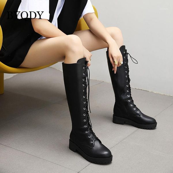 boots byqdy round toe autumn winter lace up knee high women shoes soft leather fashion black square heel plus 41-431
boots byqdy round toe autumn winter lace up knee high women shoes soft leather fashion black square heel plus 41-431