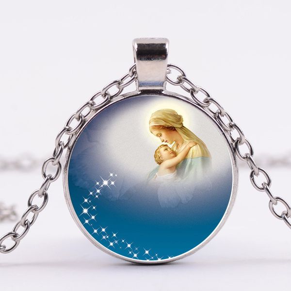 new blessed virgin mary necklace mother and baby art p jesus pendant glass cabochon women necklaces christian jewelry, Silver
new blessed virgin mary necklace mother and baby art p jesus pendant glass cabochon women necklaces christian jewelry, Silver