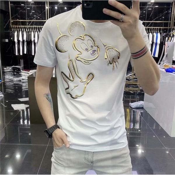 2021 summer short t-shirt men's brand trend slim fitting mercerized cotton rice bronzing mouse ice half sve fashion, White;black
2021 summer short t-shirt men's brand trend slim fitting mercerized cotton rice bronzing mouse ice half sve fashion, White;black