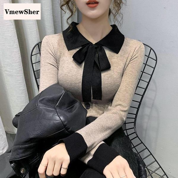 vmewsher collar knitted sweater women autumn 2020 color block bow neck casual slim pullover soft solid bottoming jumper top, White;black
vmewsher collar knitted sweater women autumn 2020 color block bow neck casual slim pullover soft solid bottoming jumper top, White;black