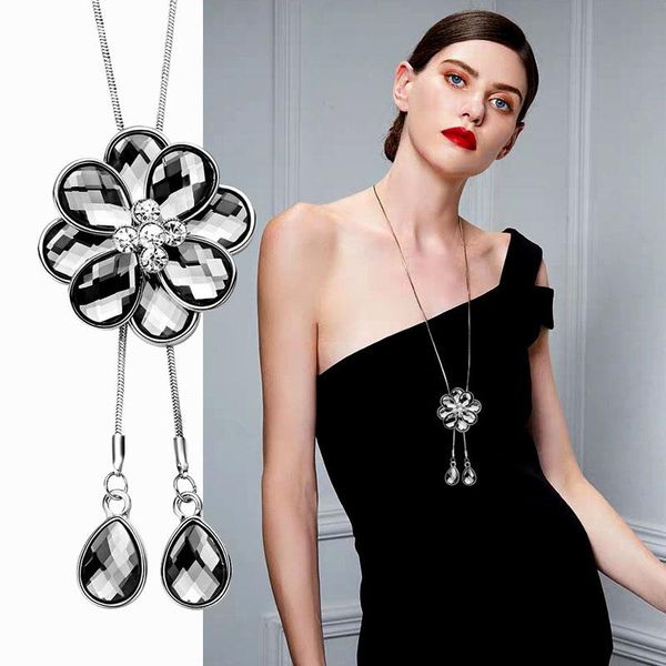 pendant necklaces sinleery vintage gray cubic zirconia flower necklace with adjust pendants long snake chain accessories jewelry my093 ssf, Silver
pendant necklaces sinleery vintage gray cubic zirconia flower necklace with adjust pendants long snake chain accessories jewelry my093 ssf, Silver