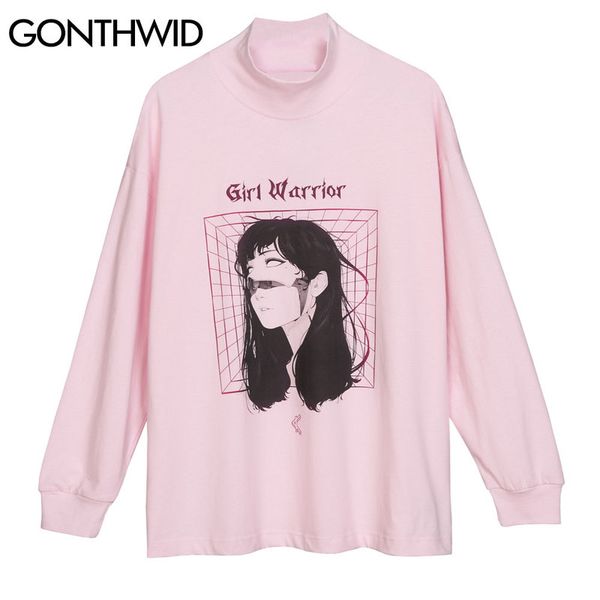 cartoon robot girl print long sleeve tees shirts streetwear hip hop punk rock gothic turtleneck tshirts harajuku, White;black
cartoon robot girl print long sleeve tees shirts streetwear hip hop punk rock gothic turtleneck tshirts harajuku, White;black