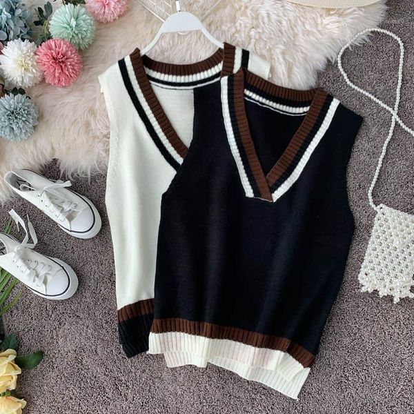 lady college style sweaters striped sleeveless vest women autumn winter loose casual female fashion pullover v-neck 20201, Black;white
lady college style sweaters striped sleeveless vest women autumn winter loose casual female fashion pullover v-neck 20201, Black;white
