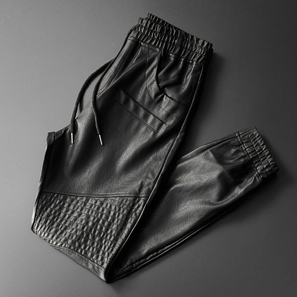 thoshine brand men leather pants superior quality elastic waist jogger pants motorcycle pocket faux leather trousers harem pants 201118, Black
thoshine brand men leather pants superior quality elastic waist jogger pants motorcycle pocket faux leather trousers harem pants 201118, Black