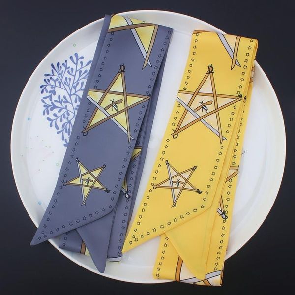 Pentagram Double Printing Lady Madam Narrow Scarf Muffler Scarves Bag Tie Silk Ribbon Small Hair Scarf Headwear Accessories, Blue;gray
Pentagram Double Printing Lady Madam Narrow Scarf Muffler Scarves Bag Tie Silk Ribbon Small Hair Scarf Headwear Accessories, Blue;gray