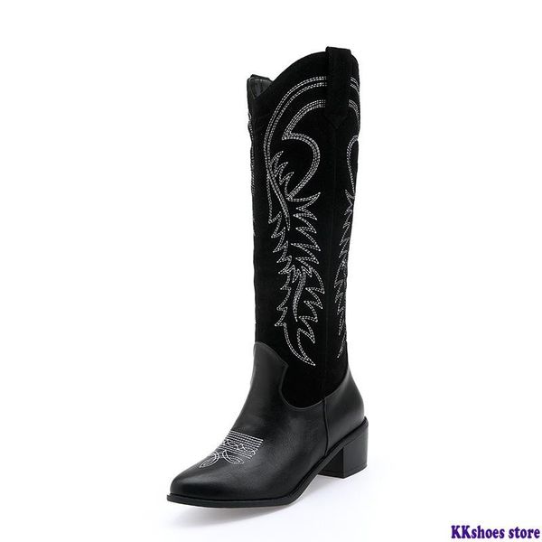 western style cowboy boots made of genuine leather pointed-toe winter cowboy boots to the knee women's shoes, Black
western style cowboy boots made of genuine leather pointed-toe winter cowboy boots to the knee women's shoes, Black
