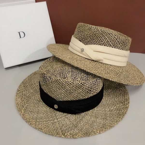 hand woven seaweed women sun hats natural boater hat summer beach hat straw sombrero flat cap, Blue;gray
hand woven seaweed women sun hats natural boater hat summer beach hat straw sombrero flat cap, Blue;gray