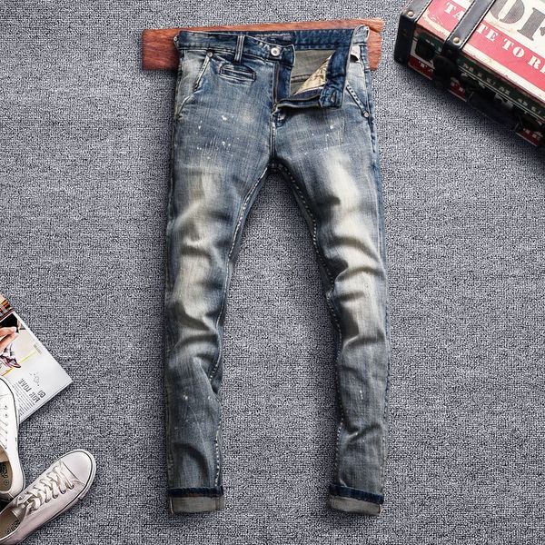 2021 new brim masculinas de design vintage retro lavado tinta branca elstica magros moda masculina hip jeans clssicos ji39, Blue
2021 new brim masculinas de design vintage retro lavado tinta branca elstica magros moda masculina hip jeans clssicos ji39, Blue