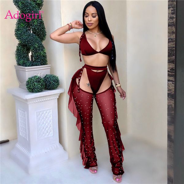 adogirl 3 piece set bra thongs pearls ruffle sheer mesh pants night club outfits fashion bikini trousers suit 3 colors x0923, Gray
adogirl 3 piece set bra thongs pearls ruffle sheer mesh pants night club outfits fashion bikini trousers suit 3 colors x0923, Gray