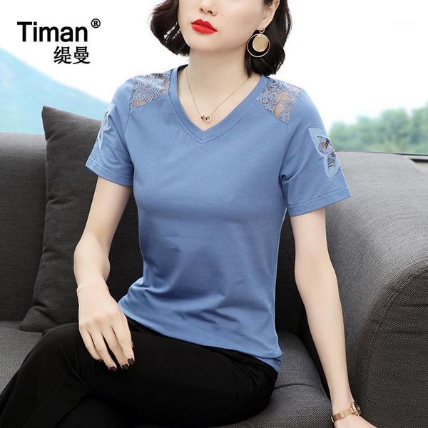 2020 summer wear years new style pure cotton short-sleeved t-shirt female middle-aged mom lace hollow out half sleeve1, White
2020 summer wear years new style pure cotton short-sleeved t-shirt female middle-aged mom lace hollow out half sleeve1, White