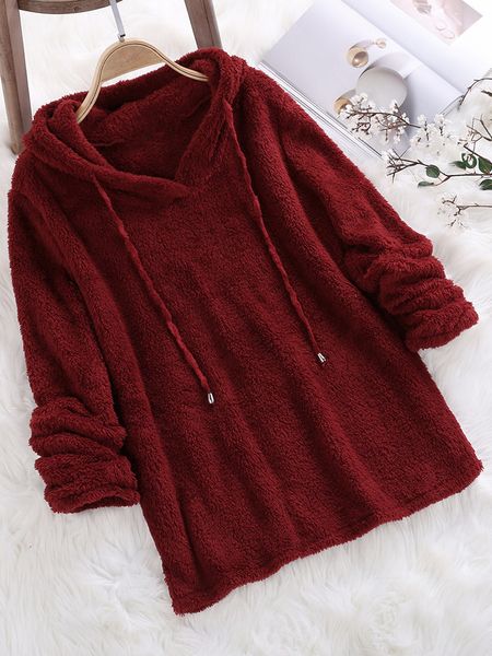 women long sleeve plush hoodies lady autumn winter warm solid fluffy hoody flannel pullover pajama loose hooded sweatshirts top, Black
women long sleeve plush hoodies lady autumn winter warm solid fluffy hoody flannel pullover pajama loose hooded sweatshirts top, Black