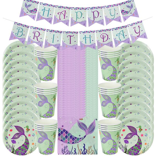 61pcs disposable tableware set napkin plates cups under the sea baby shower little mermaid birthday party supplies
61pcs disposable tableware set napkin plates cups under the sea baby shower little mermaid birthday party supplies