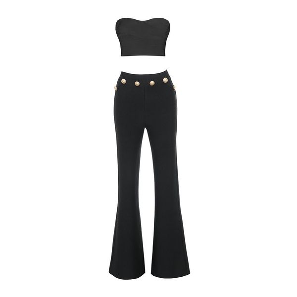 2020 new arrival women black bandage fire metal button designer pig band pants 2jhd, Black;white
2020 new arrival women black bandage fire metal button designer pig band pants 2jhd, Black;white