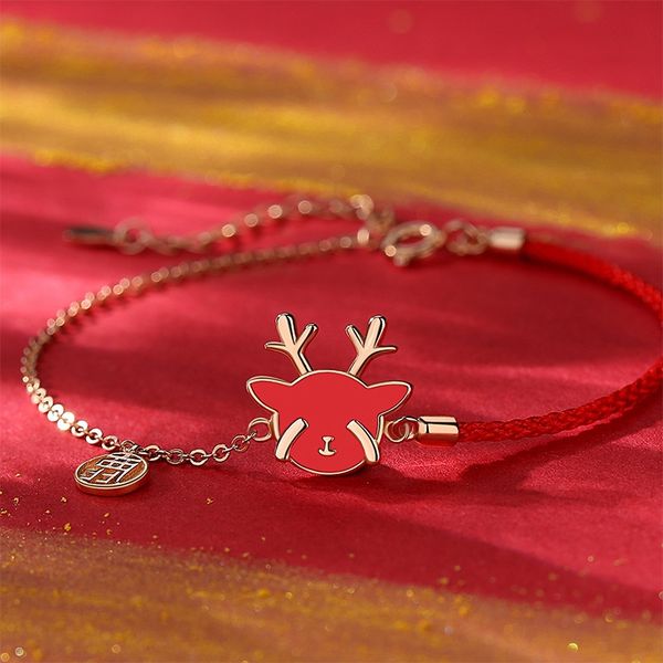 s925 sterling silver national tide bracelet temperature changing bracelet female creative palace deer weaving red rope a deer has your hand, Golden;silver
s925 sterling silver national tide bracelet temperature changing bracelet female creative palace deer weaving red rope a deer has your hand, Golden;silver