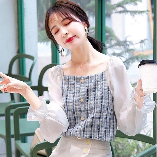 women's blouses & shirts retro plaid lantern sleeve shirt for women long loose blouse casual womens and ladies office #b2, White
women's blouses & shirts retro plaid lantern sleeve shirt for women long loose blouse casual womens and ladies office #b2, White