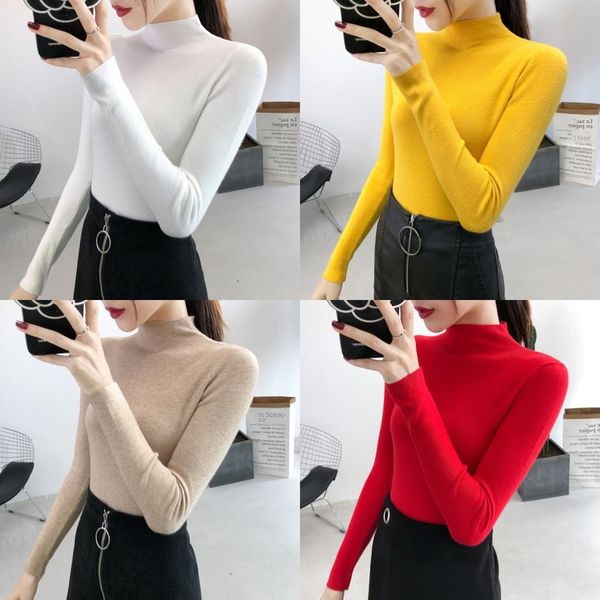 women's new autumn winter 2020 half high collar knitted sweater sweater with slim fit and versatile foreign style and bottom knit i, White;black
women's new autumn winter 2020 half high collar knitted sweater sweater with slim fit and versatile foreign style and bottom knit i, White;black