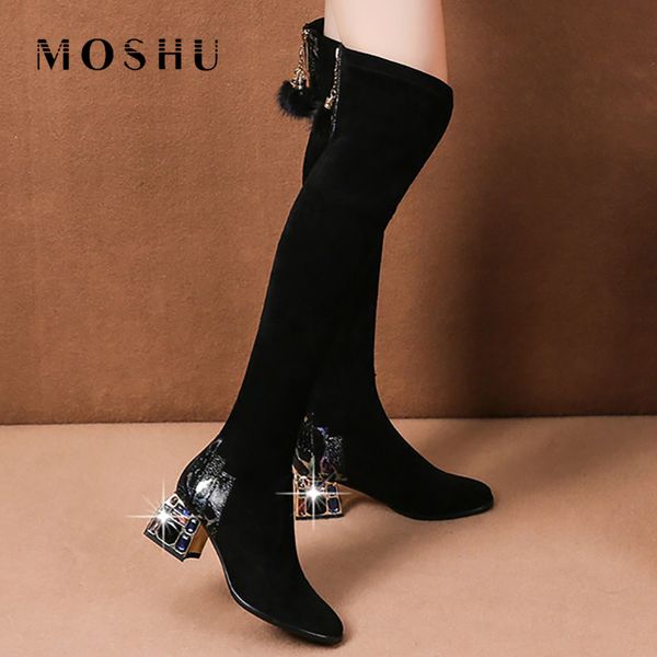 women boots fashion over the knee high boots thick heel snakeskin grain crystal follows elastic lacquer, Black
women boots fashion over the knee high boots thick heel snakeskin grain crystal follows elastic lacquer, Black