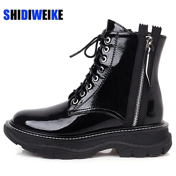 women motorcycle ankle boots flats female lace up platforms autumn winter black patent leather oxford shoes woman botas mujer
women motorcycle ankle boots flats female lace up platforms autumn winter black patent leather oxford shoes woman botas mujer