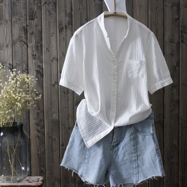 women's blouses & shirts 100% cotton white women 2021 summer short-sleeved v-neck slim office lady all match outwear coat
women's blouses & shirts 100% cotton white women 2021 summer short-sleeved v-neck slim office lady all match outwear coat