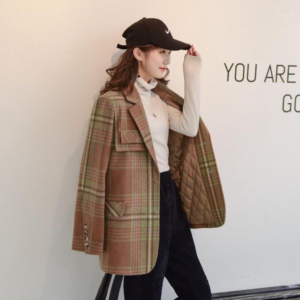 quilted woolen suit coats wide waist elegant plaid thick wool blazers business office workwear winter new light brown1, White;black
quilted woolen suit coats wide waist elegant plaid thick wool blazers business office workwear winter new light brown1, White;black