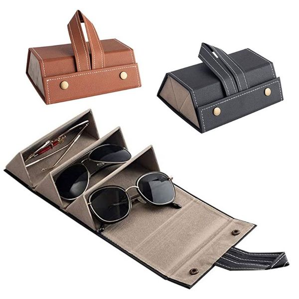 3 slots travel sunglasses case portable foldable pu leather eyeglasses organizer storage eyewear holder hanging display, Silver
3 slots travel sunglasses case portable foldable pu leather eyeglasses organizer storage eyewear holder hanging display, Silver
