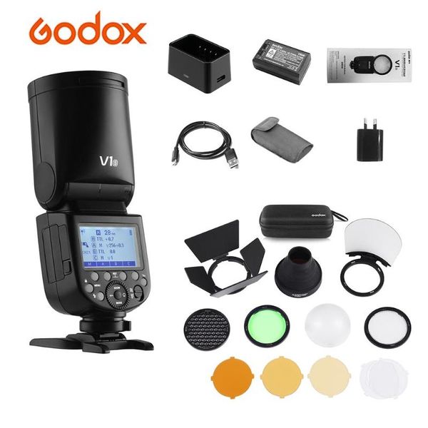 

flashes godox v1s professional camera flash speedlite ak-r1 pocket light accessories kit wireless 2.4g zoom for a7rii