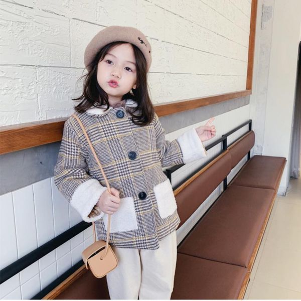 jackets warm plaid girls thickening coats for turn-down collar kids outerwears baby clothes, Blue;gray
jackets warm plaid girls thickening coats for turn-down collar kids outerwears baby clothes, Blue;gray