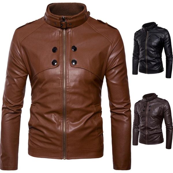men's jackets spring latest trend casual leather jacket motorcycle essential fashion zipper pu slim style blazer, Black;brown
men's jackets spring latest trend casual leather jacket motorcycle essential fashion zipper pu slim style blazer, Black;brown