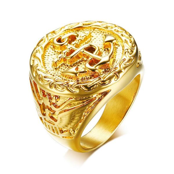 big round us navy anchor ring gold color stainless steel eagle badge men rings hip hop rock jewelry, Golden;silver
big round us navy anchor ring gold color stainless steel eagle badge men rings hip hop rock jewelry, Golden;silver