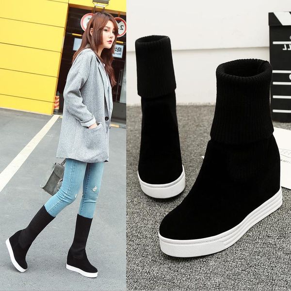 boots 2021 women's winter casual elastic cotton sock round toe ankle plush rubber increase black plus size 34-44
boots 2021 women's winter casual elastic cotton sock round toe ankle plush rubber increase black plus size 34-44