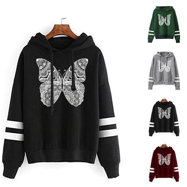 women's hoodies & sweatshirts women hoodie hollow butterfly printed double striped long sleeve fleece sweatshirt with hat girls pullove, Black
women's hoodies & sweatshirts women hoodie hollow butterfly printed double striped long sleeve fleece sweatshirt with hat girls pullove, Black