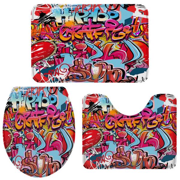 bath accessory set graffity wall colorful bathroom toilet cover mat pedestal rug non-slip accessories home doormat
bath accessory set graffity wall colorful bathroom toilet cover mat pedestal rug non-slip accessories home doormat