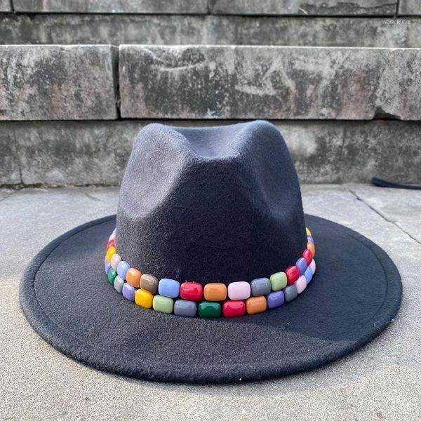 2size wool women black fedora hat acrylic gems wide brim jazz cap panama sun hat1, Blue;gray
2size wool women black fedora hat acrylic gems wide brim jazz cap panama sun hat1, Blue;gray