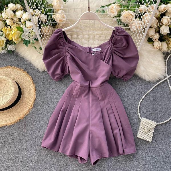 women vintage solid color v-neck backless pleated puff sleeve waist slim pleated wide leg shorts jumpsuit women playsuits1, Black;white
women vintage solid color v-neck backless pleated puff sleeve waist slim pleated wide leg shorts jumpsuit women playsuits1, Black;white
