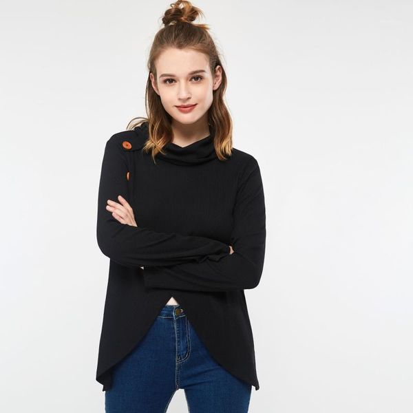 women knitted sweater spring autumn bottoming scarf collar warm button split design pullover stretch casual black knitwear1, White;black
women knitted sweater spring autumn bottoming scarf collar warm button split design pullover stretch casual black knitwear1, White;black