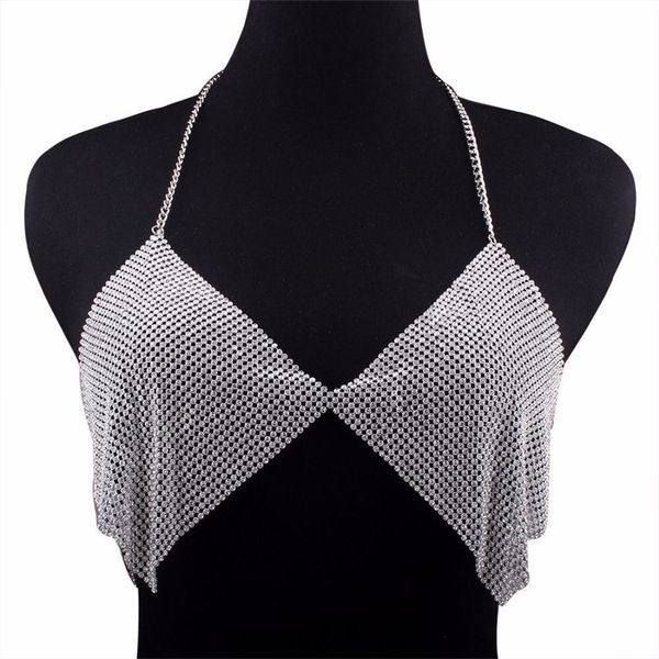 crystal mesh hollow summer women rhinestones shining bra chain bra beach ladies bust chain t200508, Silver
crystal mesh hollow summer women rhinestones shining bra chain bra beach ladies bust chain t200508, Silver