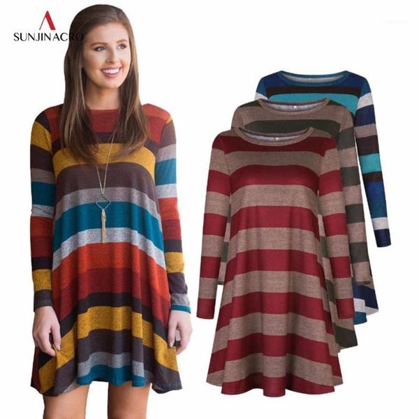 sunjinacro casual striped dress o neck women long t shirt tee boho vestido autumn style beach wear preppy dresses1, Black;gray
sunjinacro casual striped dress o neck women long t shirt tee boho vestido autumn style beach wear preppy dresses1, Black;gray