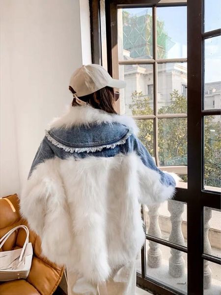dongdamen popular new raccoon dog hair denim fur coat women's young thin raccoon dog plus cotton popular pike, Black
dongdamen popular new raccoon dog hair denim fur coat women's young thin raccoon dog plus cotton popular pike, Black