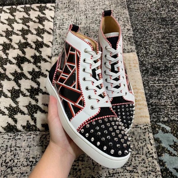 originals printed leather with spikes high red bottom sneakers outdoor trainer women,men red sole skateboard walking eu35-47, Black
originals printed leather with spikes high red bottom sneakers outdoor trainer women,men red sole skateboard walking eu35-47, Black