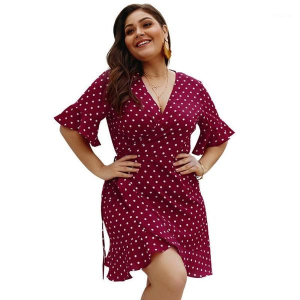 short flare sleeve high waist loose plus size 3xl 4xl dress women vestido casual summer dot lace up deep v-neck dress1, Black;gray
short flare sleeve high waist loose plus size 3xl 4xl dress women vestido casual summer dot lace up deep v-neck dress1, Black;gray