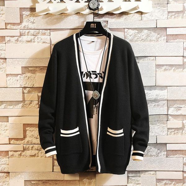 men's sweaters 2021 spring cardigan sweater casual fashion trend wild personality loose v-neck long-sleeved jacket, White;black
men's sweaters 2021 spring cardigan sweater casual fashion trend wild personality loose v-neck long-sleeved jacket, White;black