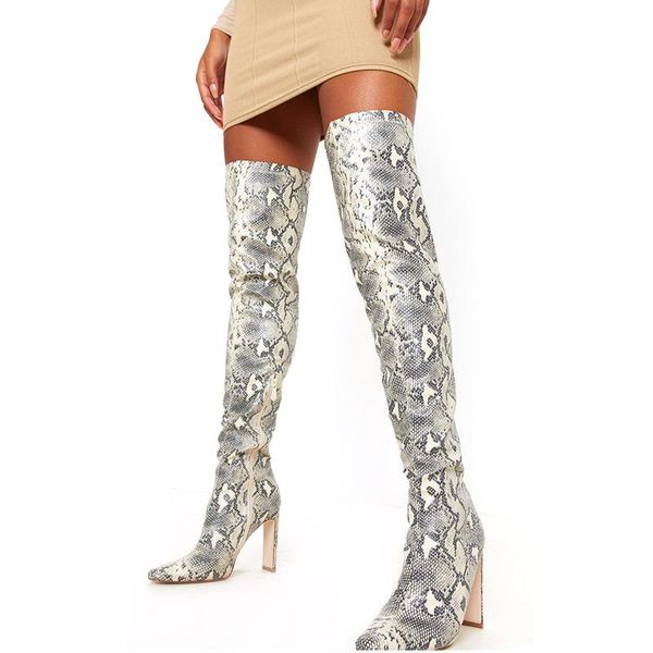 grey snake leather oblate heels over the knee boots lady python pattern pointed toe thin heels thigh boots knight, Black
grey snake leather oblate heels over the knee boots lady python pattern pointed toe thin heels thigh boots knight, Black