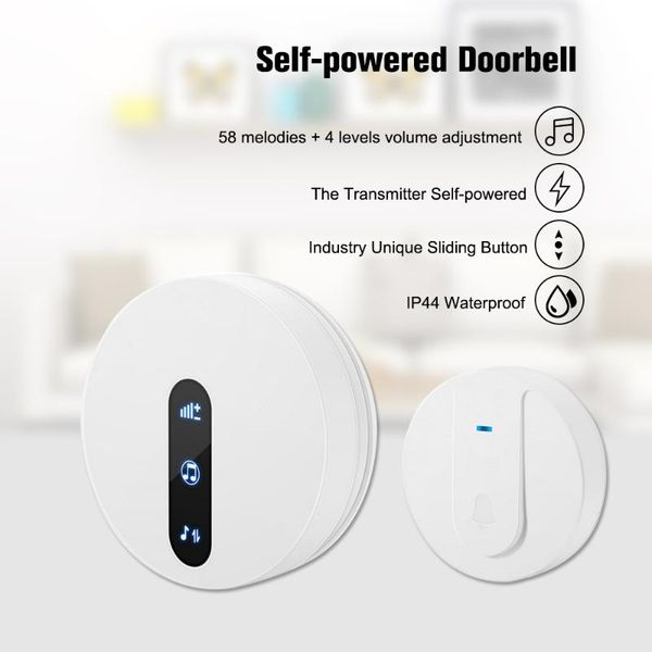 wireless self-powered doorbell transmitter receiver unique 58 melodies 4 levels volume adjustment outdoor waterproof door bell
wireless self-powered doorbell transmitter receiver unique 58 melodies 4 levels volume adjustment outdoor waterproof door bell