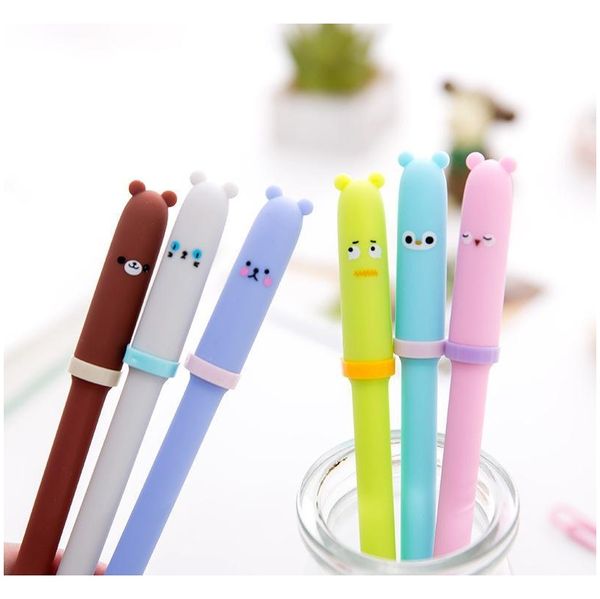 4 Pcs/lot Gel Pen Neutral Pen Cute Bear Black Lnk Pens Writting School Office Stationery Lovely Students Suppl Jlltaa Mx_home