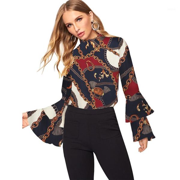 women fashion long sleeve office lady chiffon blouse shirt fashion elegant chain print autumn new 2019 ruffle sleeve shirt1, White
women fashion long sleeve office lady chiffon blouse shirt fashion elegant chain print autumn new 2019 ruffle sleeve shirt1, White