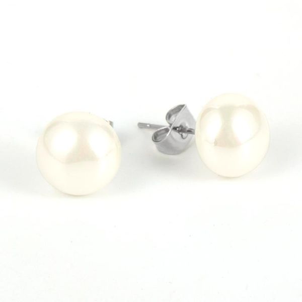women 10mm shell beads earring stud white imitation pearls stainless steel pierced push earrings simple fashion jewelry, Golden;silver
women 10mm shell beads earring stud white imitation pearls stainless steel pierced push earrings simple fashion jewelry, Golden;silver