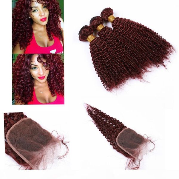 virgin peruvian hair bundles with closure kinky curly #99j color 4x4 closure human hair with bundles, Black;brown
virgin peruvian hair bundles with closure kinky curly #99j color 4x4 closure human hair with bundles, Black;brown