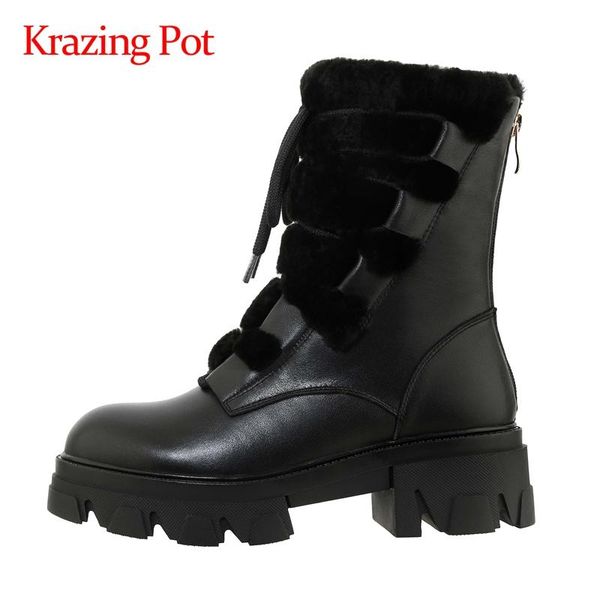 krazing pot genuine leather round toe thick bottom snow boots winter keep warm cross-tied young lady daily wear ankle boots l83, Black
krazing pot genuine leather round toe thick bottom snow boots winter keep warm cross-tied young lady daily wear ankle boots l83, Black