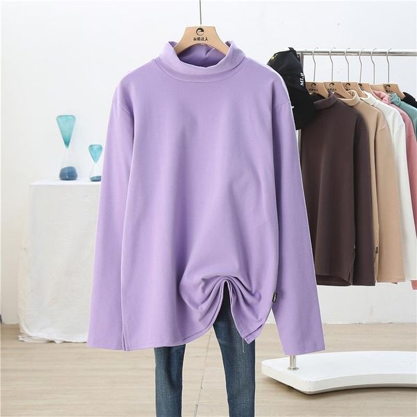 women's t-shirt all-match high collar long sleeve basic tshirts women pure color cotton t-shirts autumn winter pullovers pink purple bl, White
women's t-shirt all-match high collar long sleeve basic tshirts women pure color cotton t-shirts autumn winter pullovers pink purple bl, White