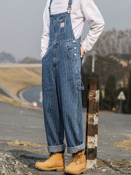 2021 new privathinker japanese striped men denim overalls korean men's wide leg jeans rompers streetwear man casual trousers zaoo, Blue
2021 new privathinker japanese striped men denim overalls korean men's wide leg jeans rompers streetwear man casual trousers zaoo, Blue